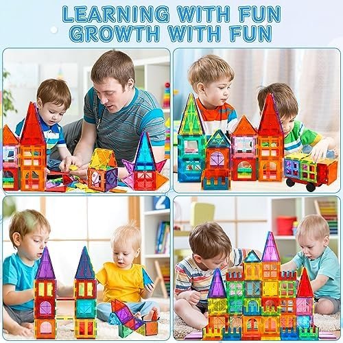 Bloques de Construcción Magnéticos 104 Piezas Juguetes Educativos para Niños de 3+