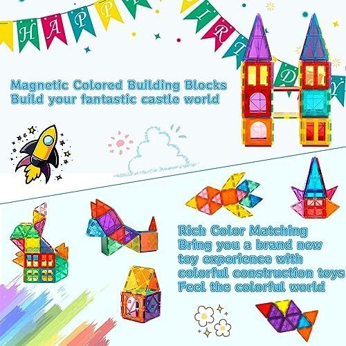 Bloques de Construcción Magnéticos 104 Piezas Juguetes Educativos para Niños de 3+
