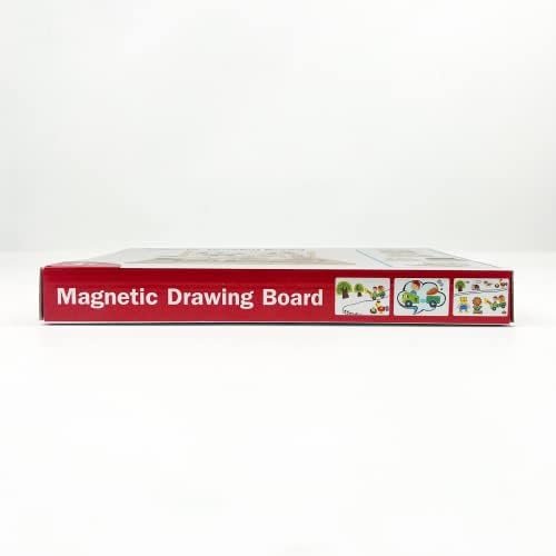 COOLJOY Puzzles de Madera Magnético, Puzzles Rompecabezas Magnéticos de Madera, Tablero de Dibujo de Doble Cara Juguete Educativo para Niños Niñas Mayores de 3 Años con Funda de Tiza 100 PCS