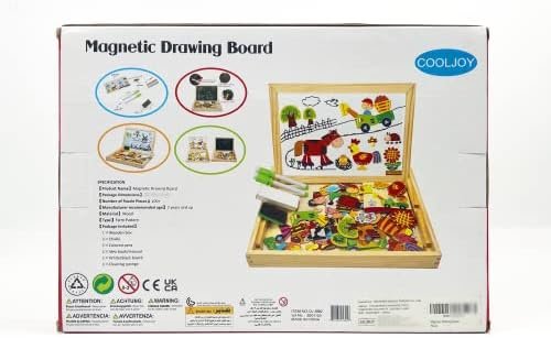 COOLJOY Puzzles de Madera Magnético, Puzzles Rompecabezas Magnéticos de Madera, Tablero de Dibujo de Doble Cara Juguete Educativo para Niños Niñas Mayores de 3 Años con Funda de Tiza 100 PCS