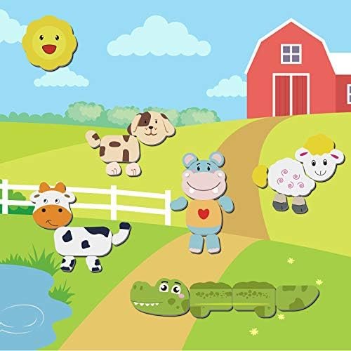 Jojoin 110 pcs Puzzles de Madera, Juguete Educativo con Pizarra Magnética para Dibujo de Doble Cara, Rompecabezas para NIños de 3 4 5 Años (Animales en Bosque)