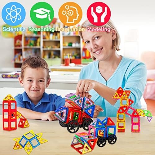 AOUVT 56 Pcs Bloques Construccion Niños Construcciones, Juego de Juguetes Magnéticos para Niños, Divertido Juguete de Construcción Educativo, Opción Niños y Niñas de 3 a 8 Años