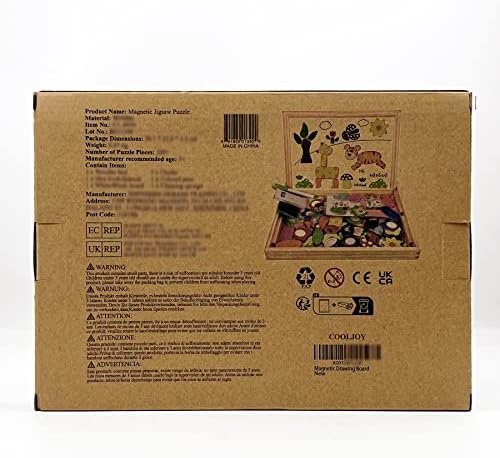 COOLJOY Puzzles Rompecabezas Magnéticos de Madera Juguete Educativo Tablero de Dibujo de Doble Cara para Niños Niña 3 Años 4 Años 5 Años - Acerca de 100 Piezas (Animal)