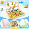 COOLJOY Puzzles de Madera Magnético, Puzzles Rompecabezas Magnéticos de Madera, Tablero de Dibujo de Doble Cara Juguete Educativo para Niños Niñas Mayores de 3 Años con Funda de Tiza 100 PCS