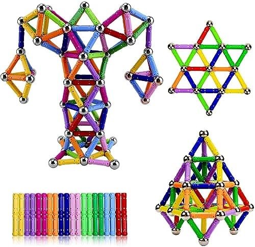 Jokooan Construcciones Magneticas Niños 144 Piezas, Set di Bastones Magnéticas Bloques Magneticos Juego Educativo para niños (Color Aleatorio)