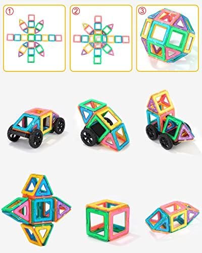 FAOKZE Magnetic Building Blocks 52 Pieces, Magnetic Building Blocks Toys from 3-10 Years Old Girls Boy,Magnetic Block Set is The for Christmas, Children's Birthday.