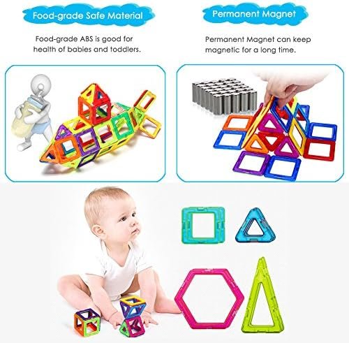 LIVEHITOP Bloques de Construcción Magnéticos 109 Piezas Set, Magnéticas Juegos de Construcción Educativos Creativos DIY Juguetes Regalo día del niño pour Niños y Niñas con Rueda de Fortuna