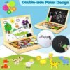 Jojoin 110 pcs Puzzles de Madera, Juguete Educativo con Pizarra Magnética para Dibujo de Doble Cara, Rompecabezas para NIños de 3 4 5 Años (Animales en Bosque)