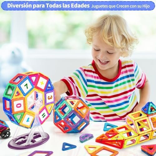 Theefun 136 Piezas Bloques de Construcción Magnéticos, Juguetes de Construcciones Magneticas Juguetes para Niños y Niñas 3 4 5 6 7 8 Años Creatividad y Educación Regalo