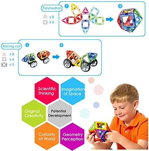 LIVEHITOP Bloques de Construcción Magnéticos 109 Piezas Set, Magnéticas Juegos de Construcción Educativos Creativos DIY Juguetes Regalo día del niño pour Niños y Niñas con Rueda de Fortuna