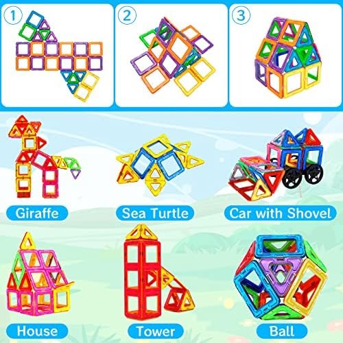 AOUVT 56 Pcs Bloques Construccion Niños Construcciones, Juego de Juguetes Magnéticos para Niños, Divertido Juguete de Construcción Educativo, Opción Niños y Niñas de 3 a 8 Años