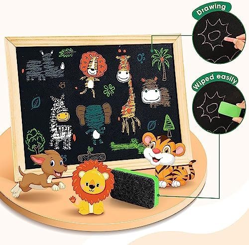 COOLJOY Puzzles Rompecabezas Magnéticos de Madera Juguete Educativo Tablero de Dibujo de Doble Cara para Niños Niña 3 Años 4 Años 5 Años - Acerca de 100 Piezas (Animal)