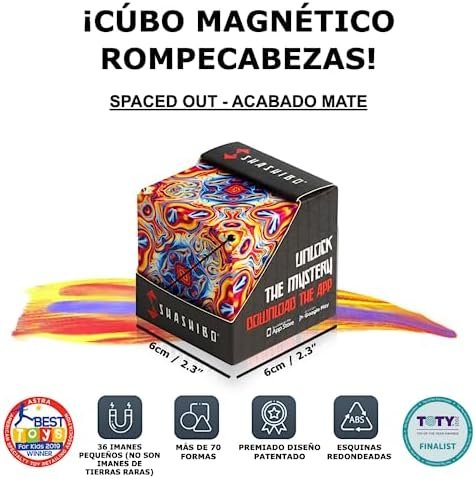 Shashibo Rompecabezas para Niños - Premiado Cubo Magnético Patentado con 36 Imanes de Tierras Raras - Asombroso Rompecabezas 3D – Juguete para Adultos Cubo Shashibo con más de 70 Formas (Spaced out)