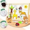 COOLJOY Puzzles Rompecabezas Magnéticos de Madera Juguete Educativo Tablero de Dibujo de Doble Cara para Niños Niña 3 Años 4 Años 5 Años - Acerca de 100 Piezas (Animal)