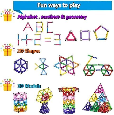 Jokooan Construcciones Magneticas Niños 144 Piezas, Set di Bastones Magnéticas Bloques Magneticos Juego Educativo para niños (Color Aleatorio)