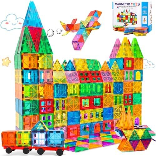 Bloques de Construcción Magnéticos 104 Piezas Juguetes Educativos para Niños de 3+