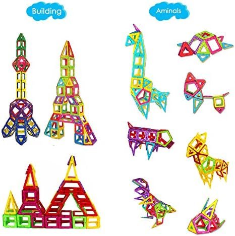LIVEHITOP Bloques de Construcción Magnéticos 109 Piezas Set, Magnéticas Juegos de Construcción Educativos Creativos DIY Juguetes Regalo día del niño pour Niños y Niñas con Rueda de Fortuna
