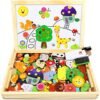 Jojoin 110 pcs Puzzles de Madera, Juguete Educativo con Pizarra Magnética para Dibujo de Doble Cara, Rompecabezas para NIños de 3 4 5 Años (Animales en Bosque)