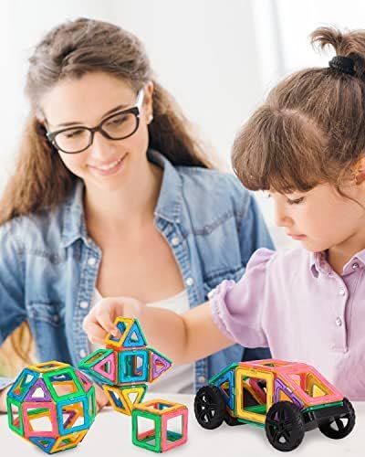FAOKZE Magnetic Building Blocks 52 Pieces, Magnetic Building Blocks Toys from 3-10 Years Old Girls Boy,Magnetic Block Set is The for Christmas, Children's Birthday.