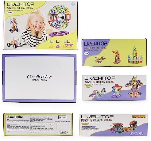 LIVEHITOP Bloques de Construcción Magnéticos 109 Piezas Set, Magnéticas Juegos de Construcción Educativos Creativos DIY Juguetes Regalo día del niño pour Niños y Niñas con Rueda de Fortuna
