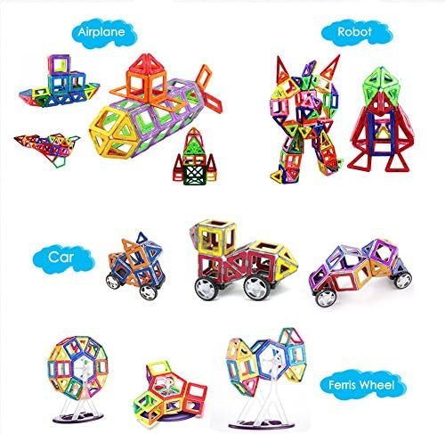 LIVEHITOP Bloques de Construcción Magnéticos 109 Piezas Set, Magnéticas Juegos de Construcción Educativos Creativos DIY Juguetes Regalo día del niño pour Niños y Niñas con Rueda de Fortuna