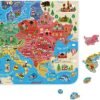 Janod - Puzle Mapa de Europa Magnético de Madera - 40 Piezas Imantadas - 45 X 45 Cm - Versión En Español - Juego Educativo A partir de 7 Años, J05474