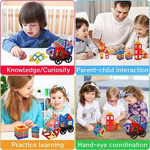 AOUVT 56 Pcs Bloques Construccion Niños Construcciones, Juego de Juguetes Magnéticos para Niños, Divertido Juguete de Construcción Educativo, Opción Niños y Niñas de 3 a 8 Años