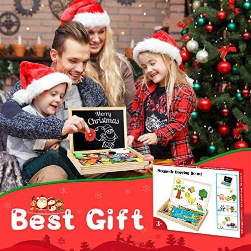 Jojoin 110 pcs Puzzles de Madera, Juguete Educativo con Pizarra Magnética para Dibujo de Doble Cara, Rompecabezas para NIños de 3 4 5 Años (Animales en Bosque)