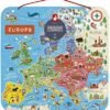 Janod - Puzle Mapa de Europa Magnético de Madera - 40 Piezas Imantadas - 45 X 45 Cm - Versión En Español - Juego Educativo A partir de 7 Años, J05474