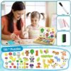 Jojoin 110 pcs Puzzles de Madera, Juguete Educativo con Pizarra Magnética para Dibujo de Doble Cara, Rompecabezas para NIños de 3 4 5 Años (Animales en Bosque)