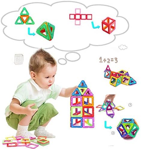 CONDIS 62 Piezas Bloques de Construcción Magnéticos, Juguetes Niños de 3 4 5 6 7 8 Años Juegos Educativos Viaje Juego de Imanes Montessori Regalos