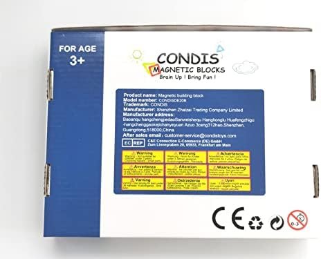 CONDIS 62 Piezas Bloques de Construcción Magnéticos, Juguetes Niños de 3 4 5 6 7 8 Años Juegos Educativos Viaje Juego de Imanes Montessori Regalos