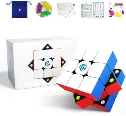 GAN 356 M con GES Extra, 3x3 Cubo Mágico Speed Puzzle de Gans Magnético Cube Juguete Rompecabezas Regalo (Standard)