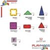 Playmags Juego de Azulejos de Colores de 32 Piezas, Azulejos de construcción magnéticos únicos galardonados, Creatividad y Juguetes educativos de construcción para niños, Aprobado por Stem