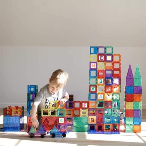 Playmags Juego de Azulejos de Colores de 32 Piezas, Azulejos de construcción magnéticos únicos galardonados, Creatividad y Juguetes educativos de construcción para niños, Aprobado por Stem