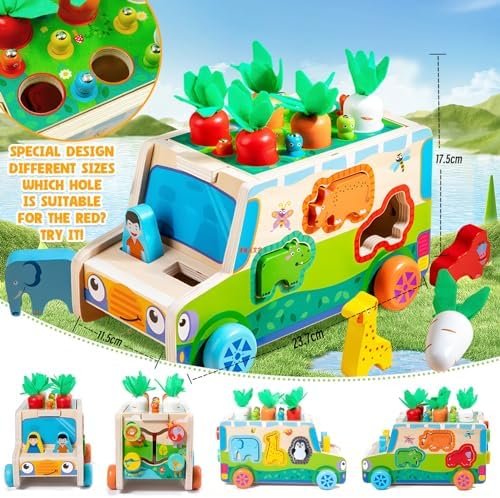 Juguetes Montessori 7 en 1 Juegos Educativos Magneticos de Madera Conocer Animales para Apilar y Encajar Juguetes Puzzles Regalos de Cumpleaños Navidad de Niños de 1 2 3 4 5 Años