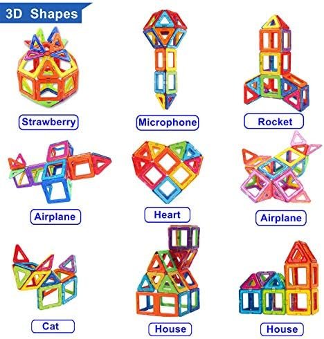 CONDIS 62 Piezas Bloques de Construcción Magnéticos, Juguetes Niños de 3 4 5 6 7 8 Años Juegos Educativos Viaje Juego de Imanes Montessori Regalos