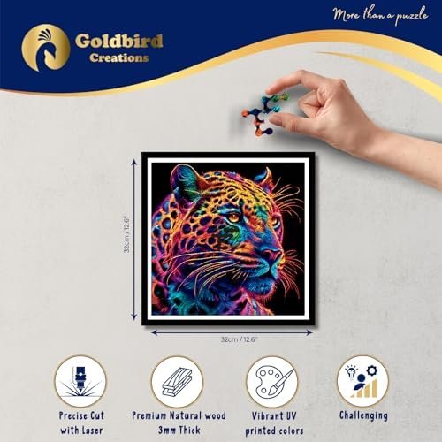 Puzzle De Madera con Marco - Puzzles De Animales para Adultos - Rompecabezas Magnetico Difficil - Cuadro Decoración Mural - Regalos Originales de Navidad Y Cumpleaños (Jaguar)