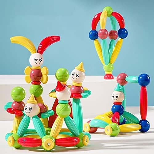 Juego de Bolas y Barras MagnéTicas, Juego De 52 Barras MagnéTicas para ConstruccióN, Bloques MagnéTicos de Bricolaje, Juegos de ConstruccióN con Barras MagnéTicas para NiñOs Mayores de 3 AñOs
