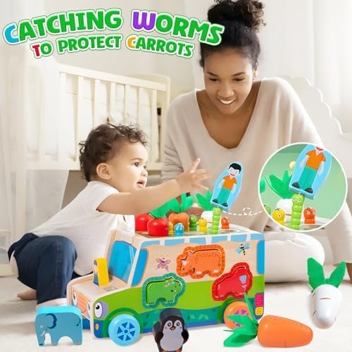 Juguetes Montessori 7 en 1 Juegos Educativos Magneticos de Madera Conocer Animales para Apilar y Encajar Juguetes Puzzles Regalos de Cumpleaños Navidad de Niños de 1 2 3 4 5 Años