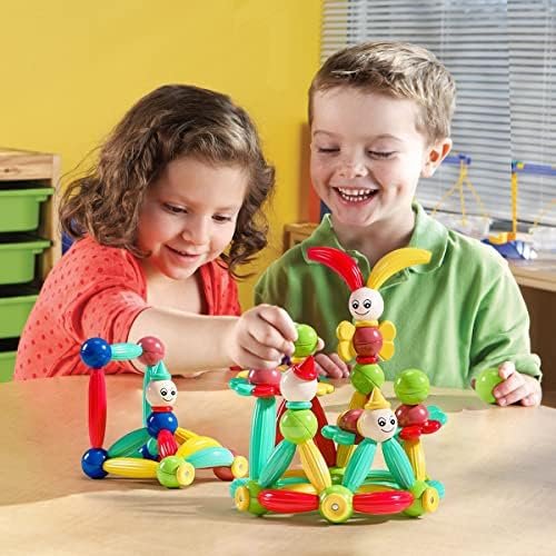 Juego de Bolas y Barras MagnéTicas, Juego De 52 Barras MagnéTicas para ConstruccióN, Bloques MagnéTicos de Bricolaje, Juegos de ConstruccióN con Barras MagnéTicas para NiñOs Mayores de 3 AñOs