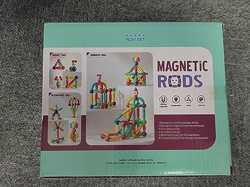 Juego de Bolas y Barras MagnéTicas, Juego De 52 Barras MagnéTicas para ConstruccióN, Bloques MagnéTicos de Bricolaje, Juegos de ConstruccióN con Barras MagnéTicas para NiñOs Mayores de 3 AñOs