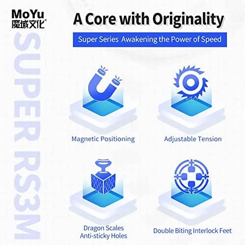 MOYU Super RS3M 2022 Cubo Magnético de Velocidad 3x3 Cubo Magnética Stickerless, Juego de Puzzle Mágico en 3D Mejorado, Regalo para Niños Adultos(MF8828 Versión Magnética)