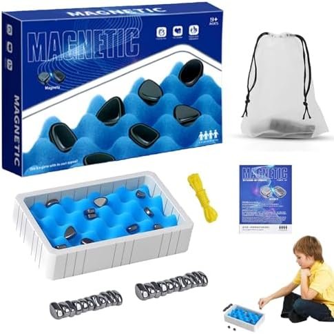 DOYUKY Juego de Ajedrez Magnetico, Juego de Piedras Magnéticas, Juego de Imán de Mesa, Juego de Mesa de Ajedrez con Efecto Magnético, Suministros para Fiestas para Juegos de Viaje para Niños Familia
