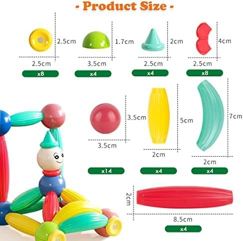 Juego de Bolas y Barras MagnéTicas, Juego De 52 Barras MagnéTicas para ConstruccióN, Bloques MagnéTicos de Bricolaje, Juegos de ConstruccióN con Barras MagnéTicas para NiñOs Mayores de 3 AñOs