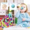 SVYHUOK Bloques Construccion Niños Magnéticos 64 Piezas Juguetes 3D Educativos, Juegos de Imanes Sets para Liberar la Creatividad，Magnetic Building Blocks para Regalos Niñas Chico