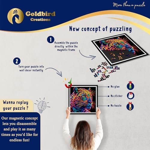 Puzzle De Madera con Marco - Puzzles De Animales para Adultos - Rompecabezas Magnetico Difficil - Cuadro Decoración Mural - Regalos Originales de Navidad Y Cumpleaños (Jaguar)
