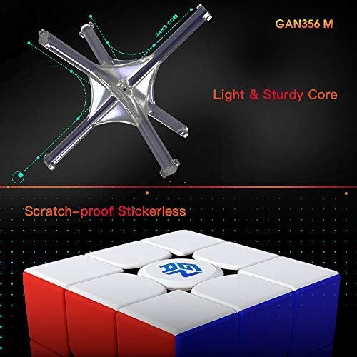 GAN 356 M con GES Extra, 3x3 Cubo Mágico Speed Puzzle de Gans Magnético Cube Juguete Rompecabezas Regalo (Standard)