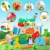 Juguetes Montessori 7 en 1 Juegos Educativos Magneticos de Madera Conocer Animales para Apilar y Encajar Juguetes Puzzles Regalos de Cumpleaños Navidad de Niños de 1 2 3 4 5 Años