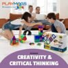 Playmags Juego de Azulejos de Colores de 32 Piezas, Azulejos de construcción magnéticos únicos galardonados, Creatividad y Juguetes educativos de construcción para niños, Aprobado por Stem